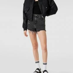 REVIEW Bermudas Mit Ausgefransten Beinabschlüssen - Anthrazit