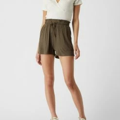 Pieces Shorts Mit Elastischem Bund Modell 'Neora' - Khaki