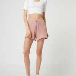 Only Strickshorts Mit Leinen-Anteil Modell 'Lina' - Altrosa