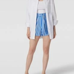 Mango Bermudas Mit Streifenmuster - Ozean Blau