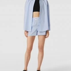 REVIEW Shorts Mit Streifenmuster - Rauchblau