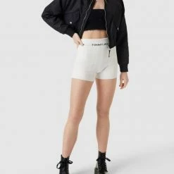 Tommy Jeans Shorts In Strick-Optik Mit Label-Print - Offwhite