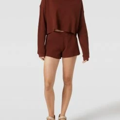 REVIEW Shorts Mit Strukturmuster - Schokobraun